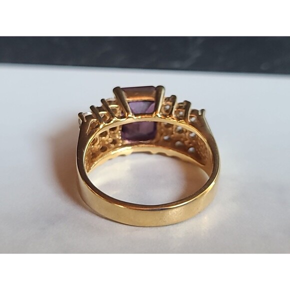 ESPO 14KTGE Prong Set Rhinestone Cocktail Ring Vintage Size US 9 - Picture 6 of 10